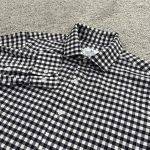Mizzen+Main Trim Fit Dress Shirt M Black White Gingham Check Performance Stretch